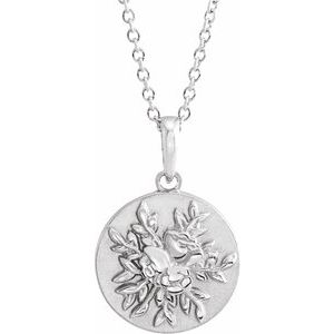 Sterling Silver 19.1x12 mm Floral 16-18" Necklace