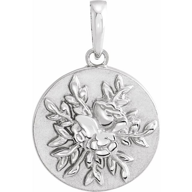 Sterling Silver 19.1x12 mm Floral Pendant