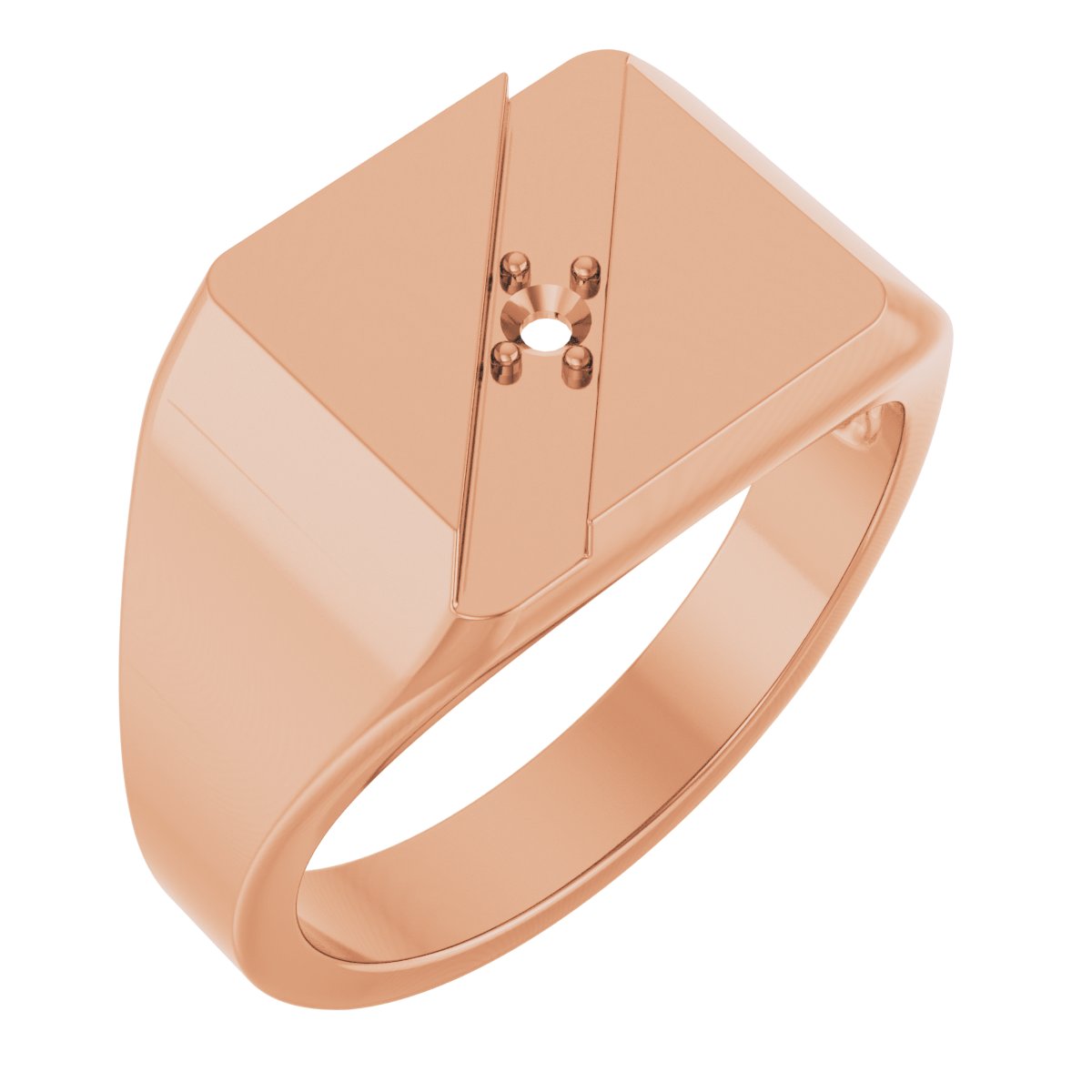 14K Rose 2.5 mm Square 1-Stone Family Ring Mounting