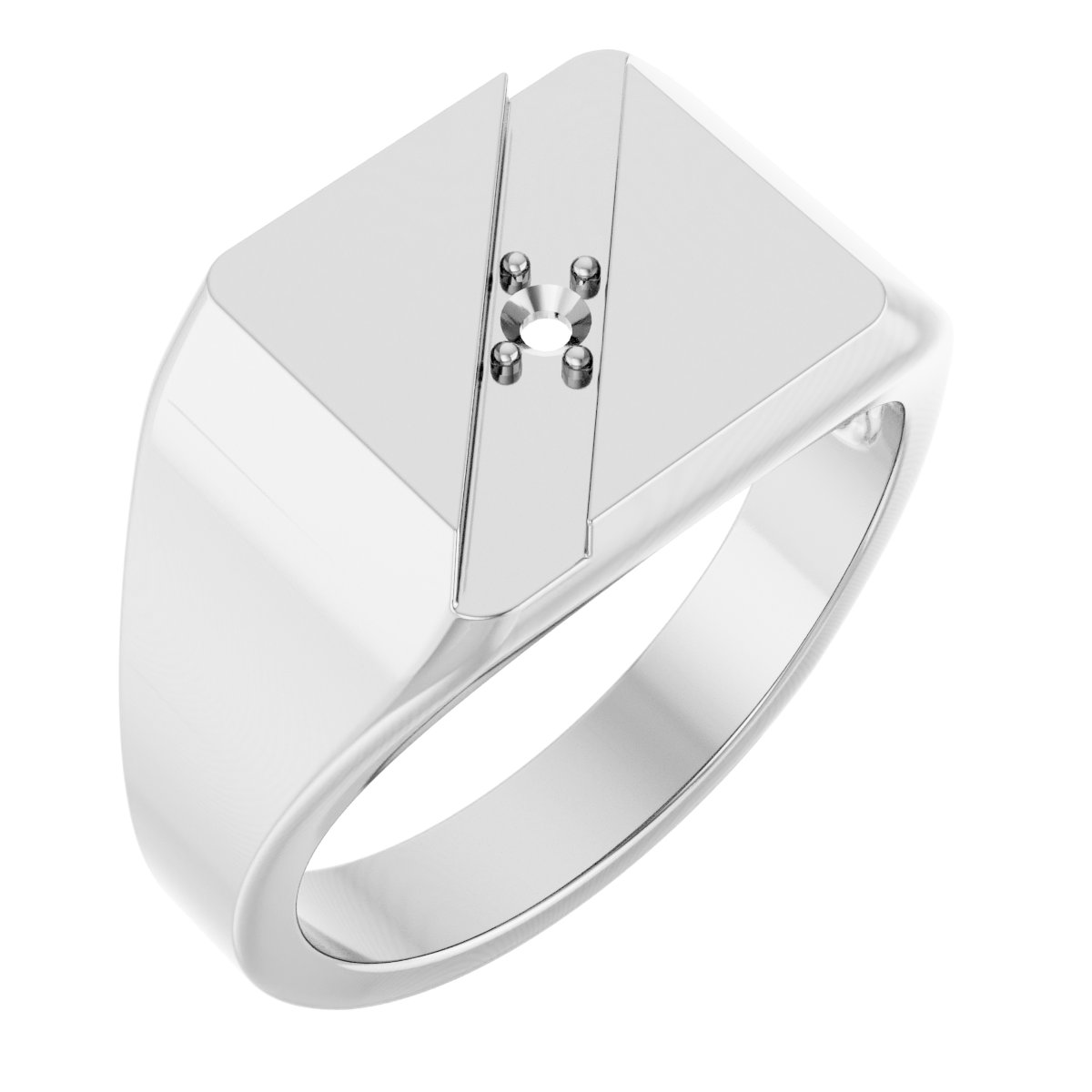 14K White 2.5 mm Square 1-Stone Family Ring Mounting