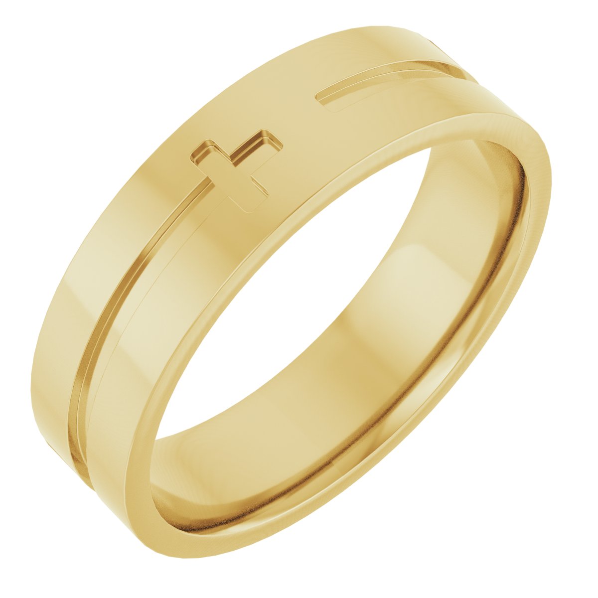 14K Yellow 6 mm Cross Band Size 10