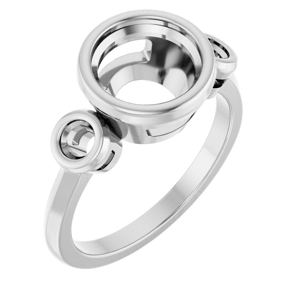 Bezel-Set Three-Stone Engagement Ring