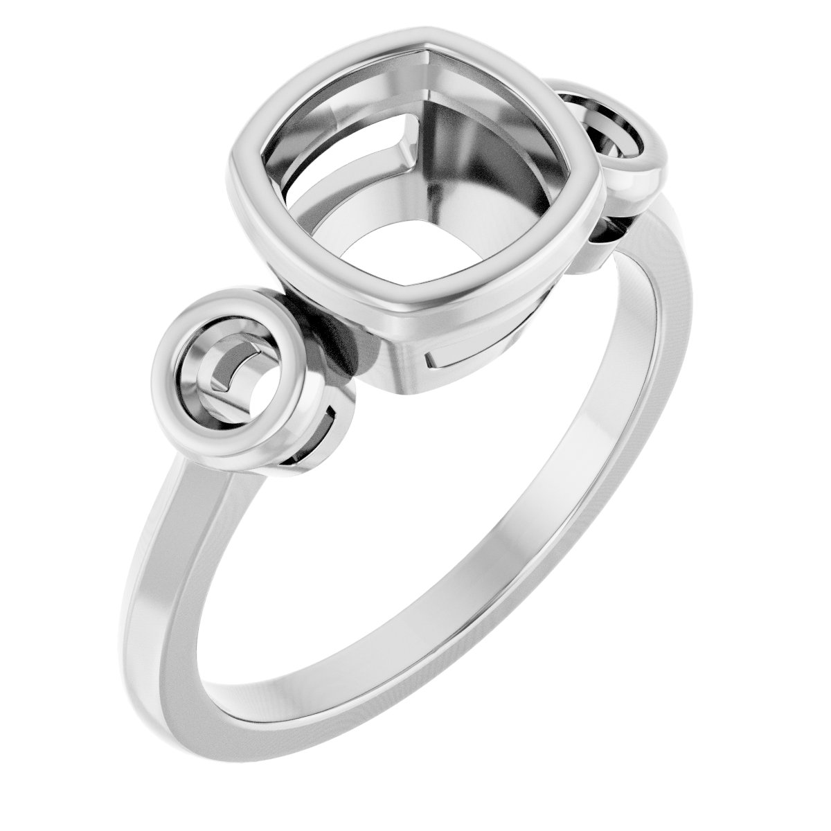 Bezel-Set Three-Stone Engagement Ring