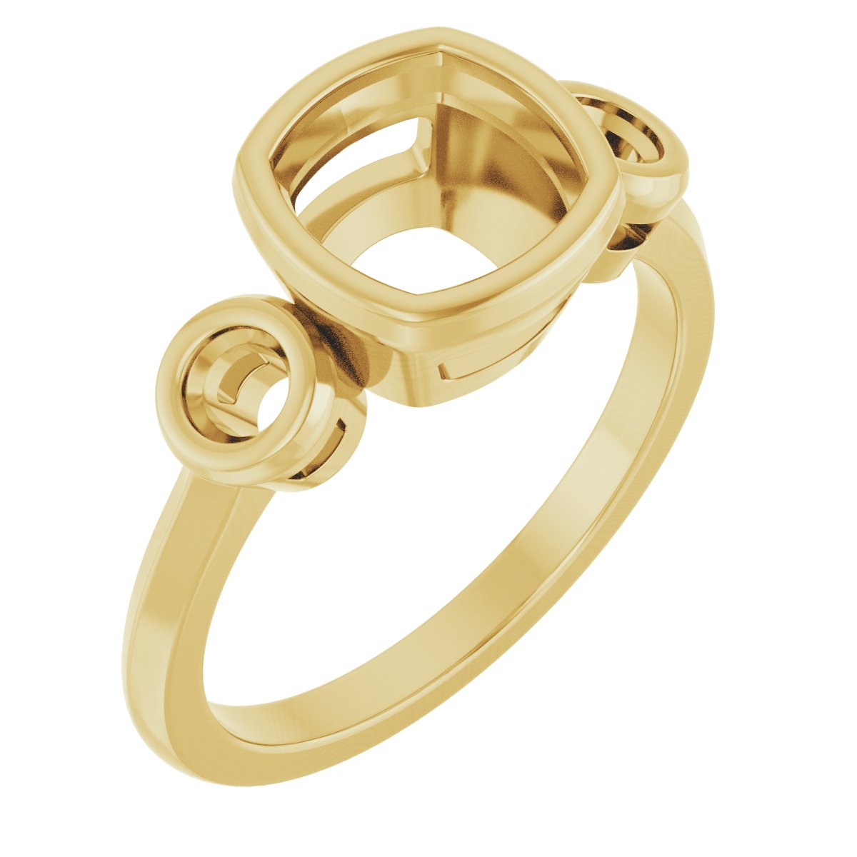 Bezel-Set Three-Stone Engagement Ring