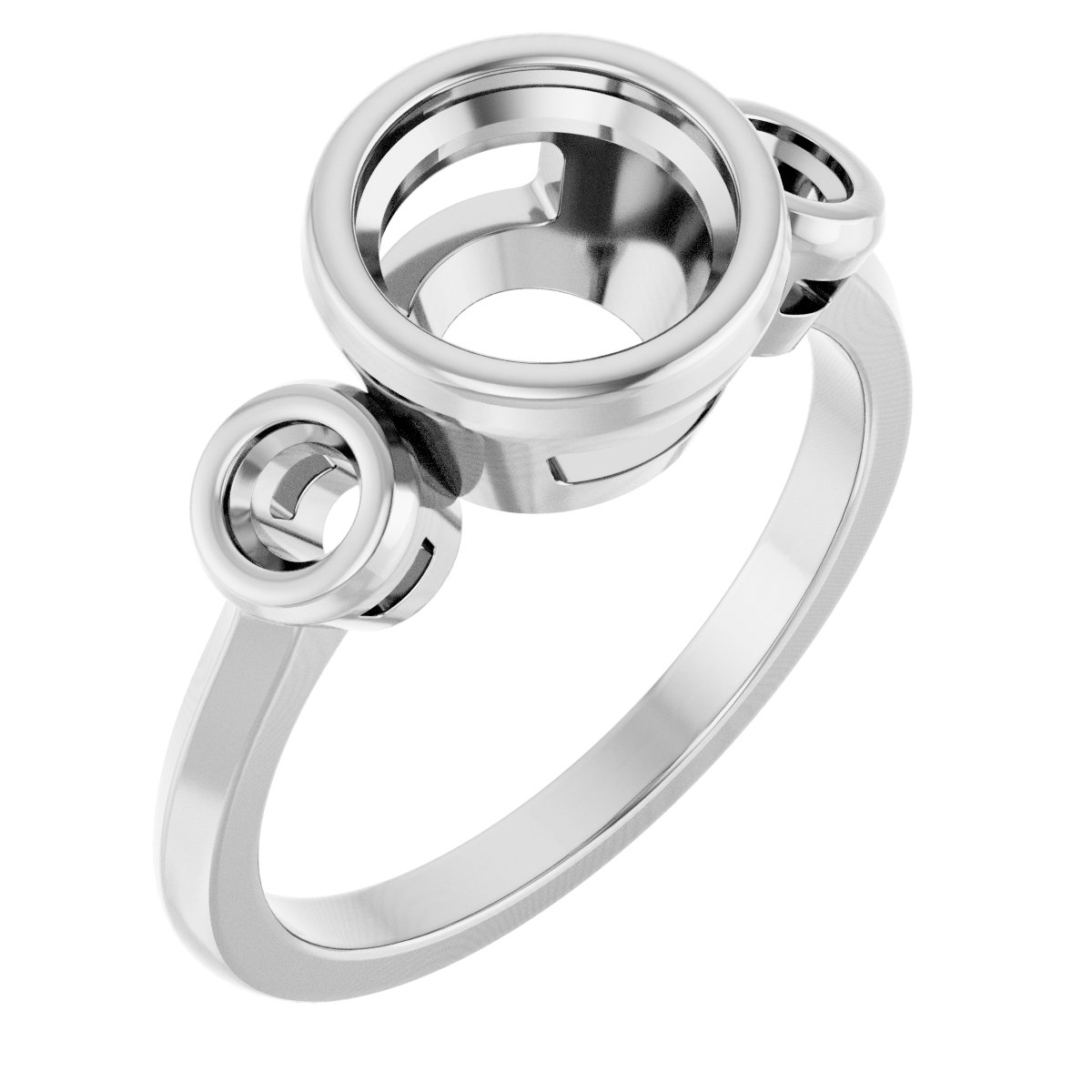 Bezel-Set Three-Stone Engagement Ring