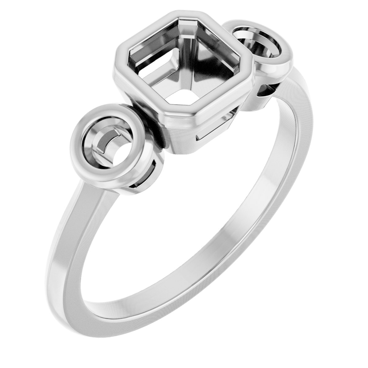 Bezel-Set Three-Stone Engagement Ring