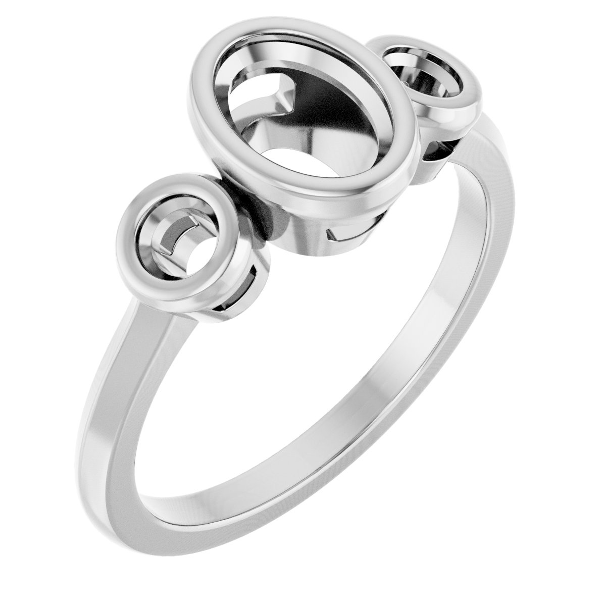 Bezel-Set Three-Stone Engagement Ring