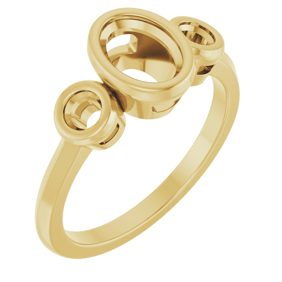 Bezel-Set Three-Stone Engagement Ring