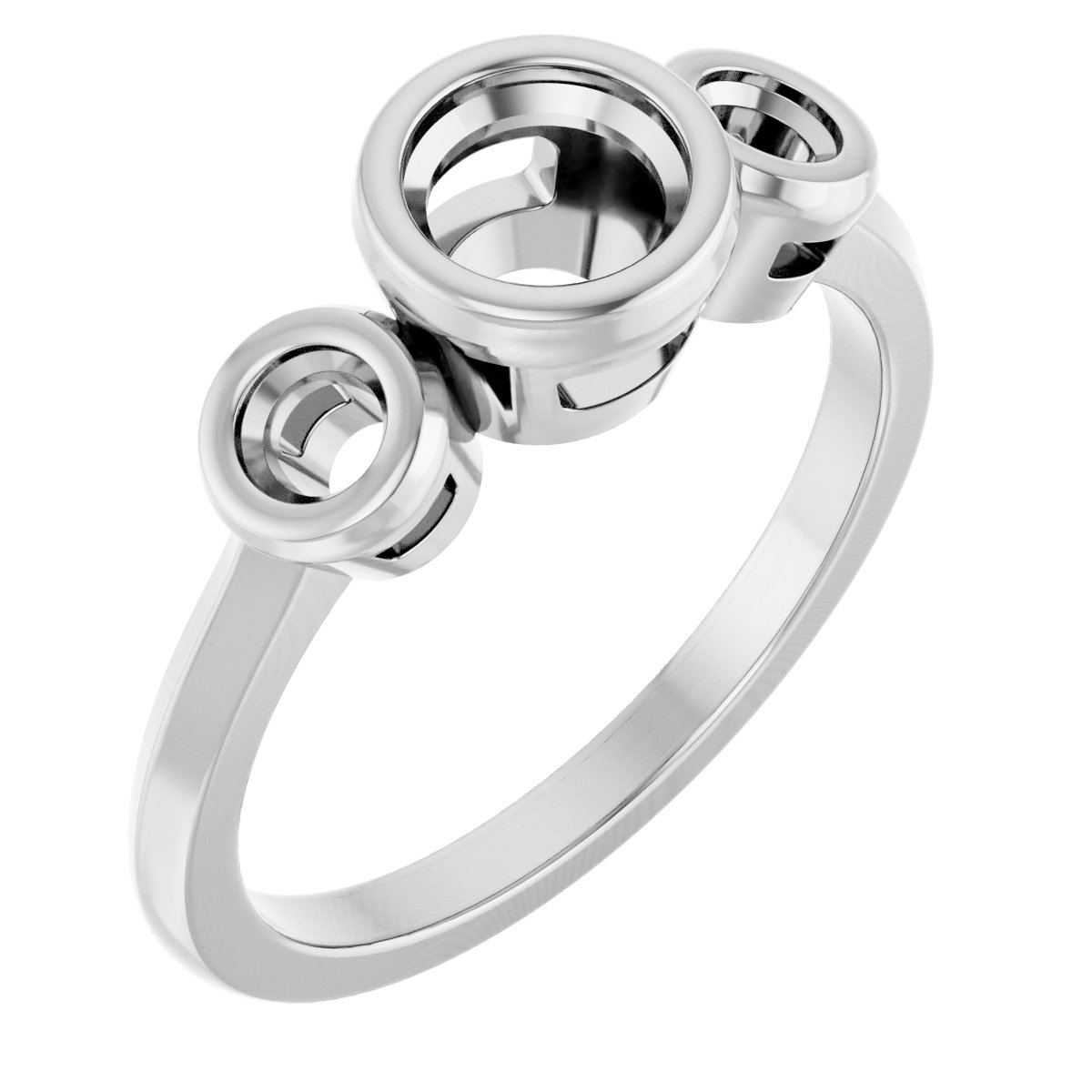 Bezel-Set Three-Stone Engagement Ring