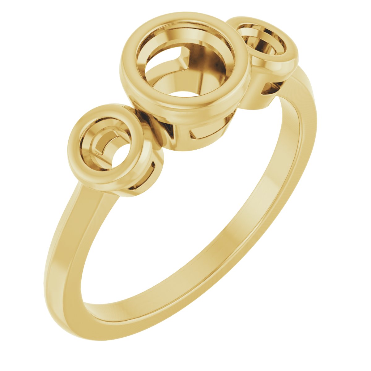 Bezel-Set Three-Stone Engagement Ring