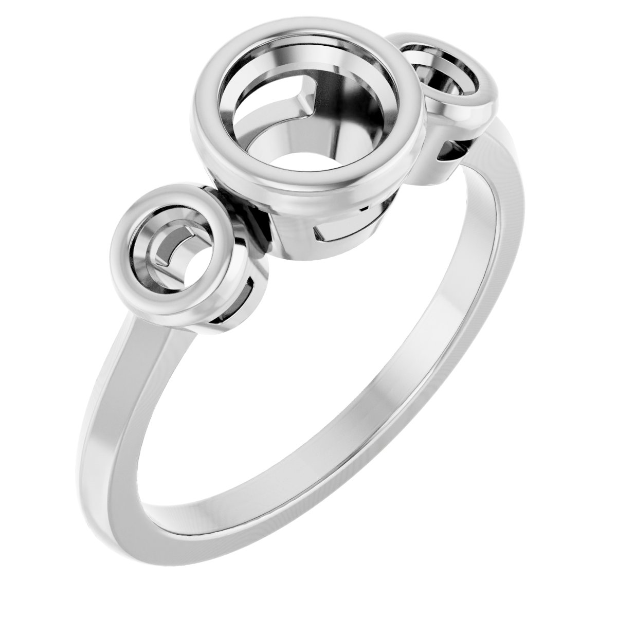Bezel-Set Three-Stone Engagement Ring
