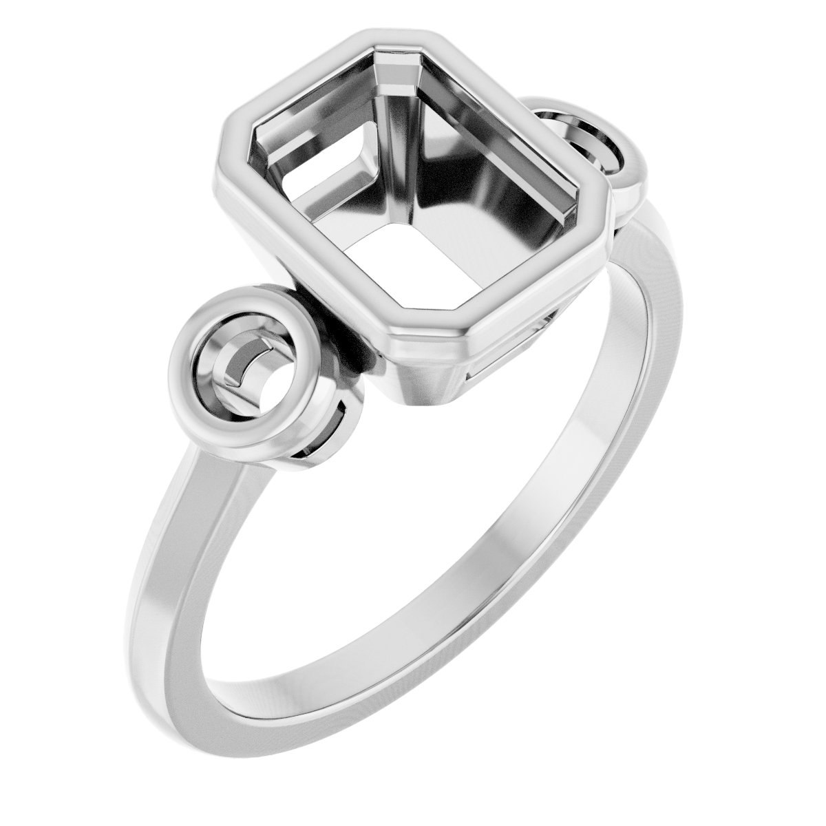 Bezel-Set Three-Stone Engagement Ring
