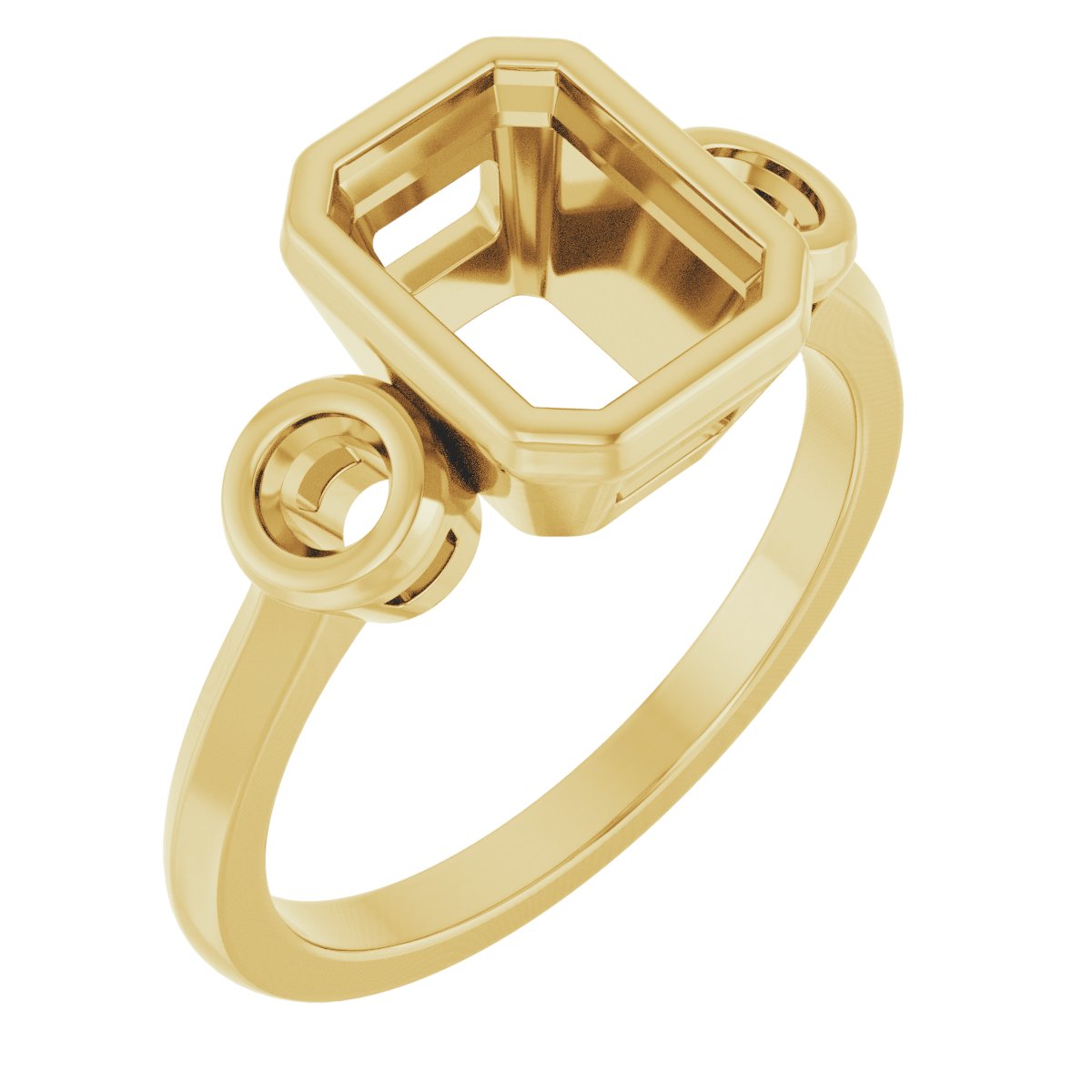 Bezel-Set Three-Stone Engagement Ring