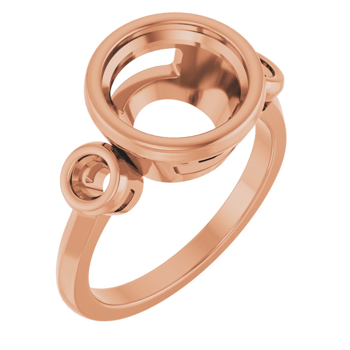 Bezel-Set Three-Stone Engagement Ring