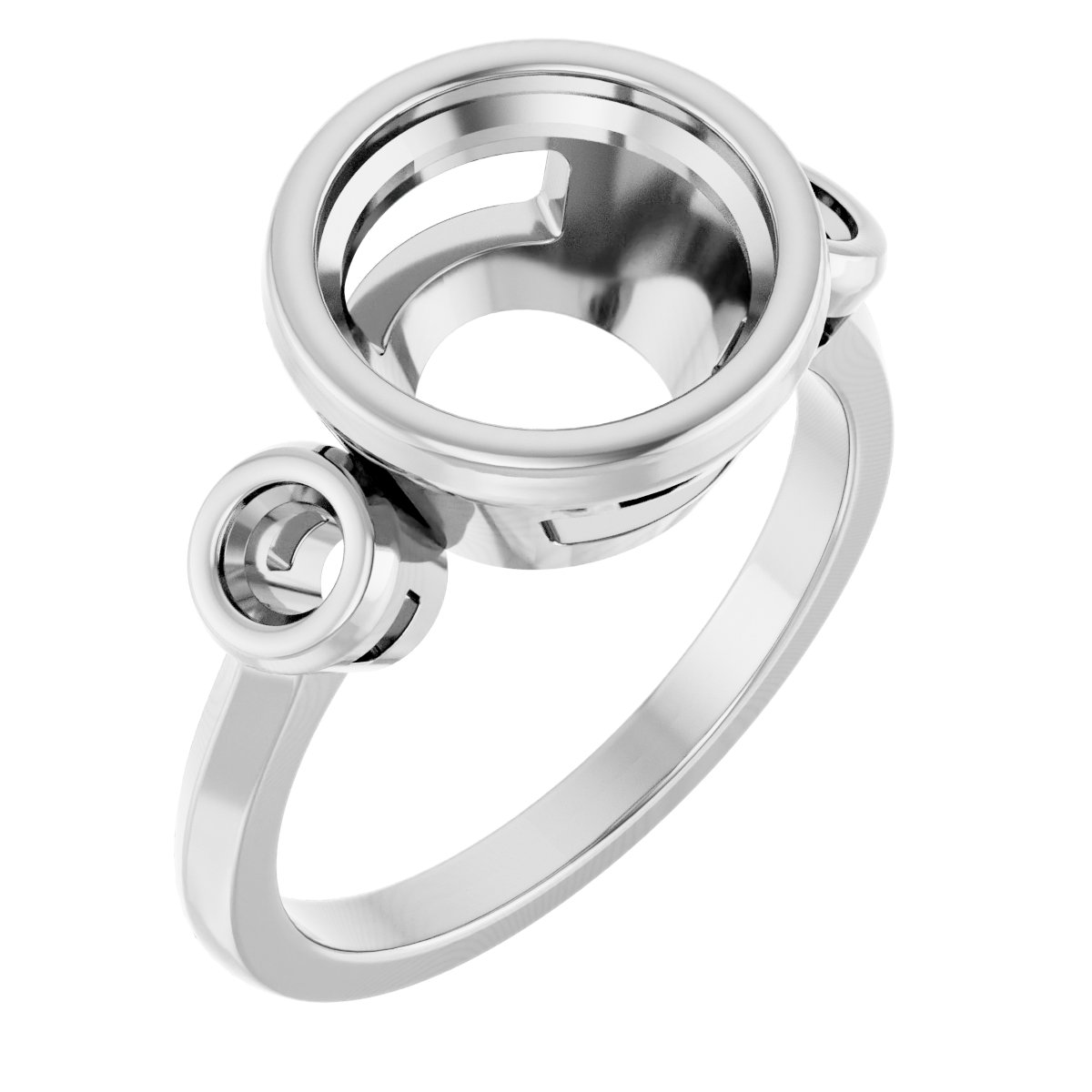 Bezel-Set Three-Stone Engagement Ring