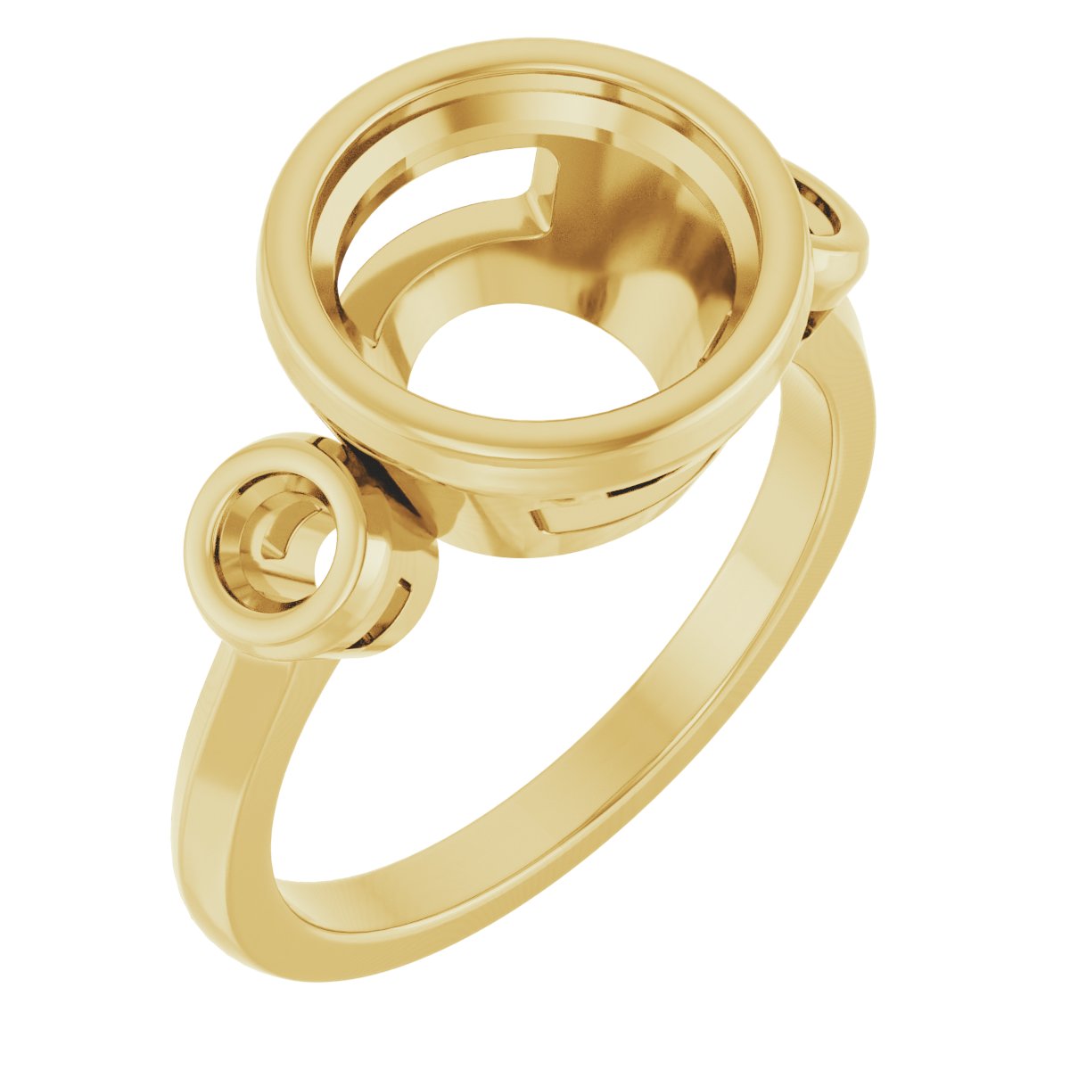 Bezel-Set Three-Stone Engagement Ring