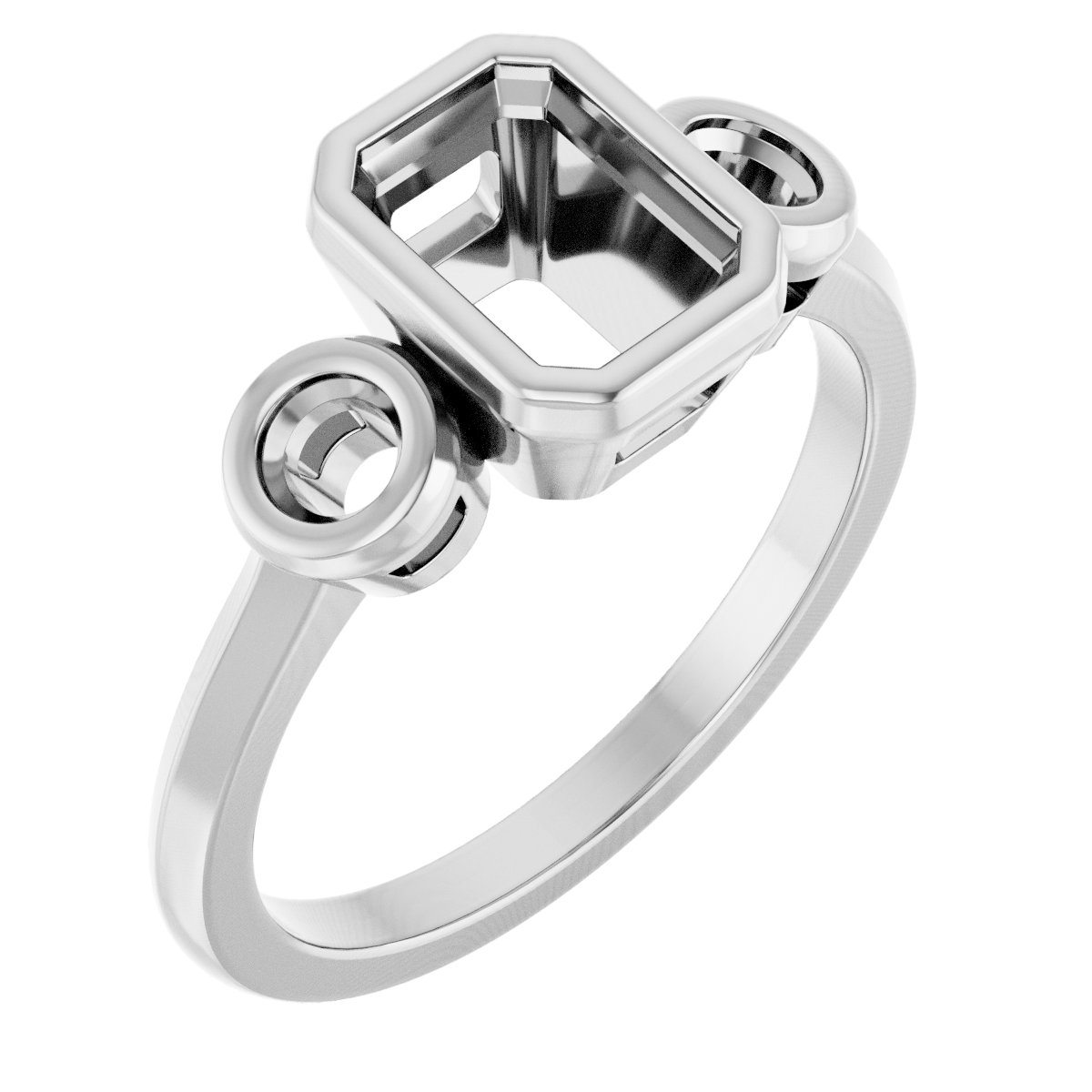 Bezel-Set Three-Stone Engagement Ring