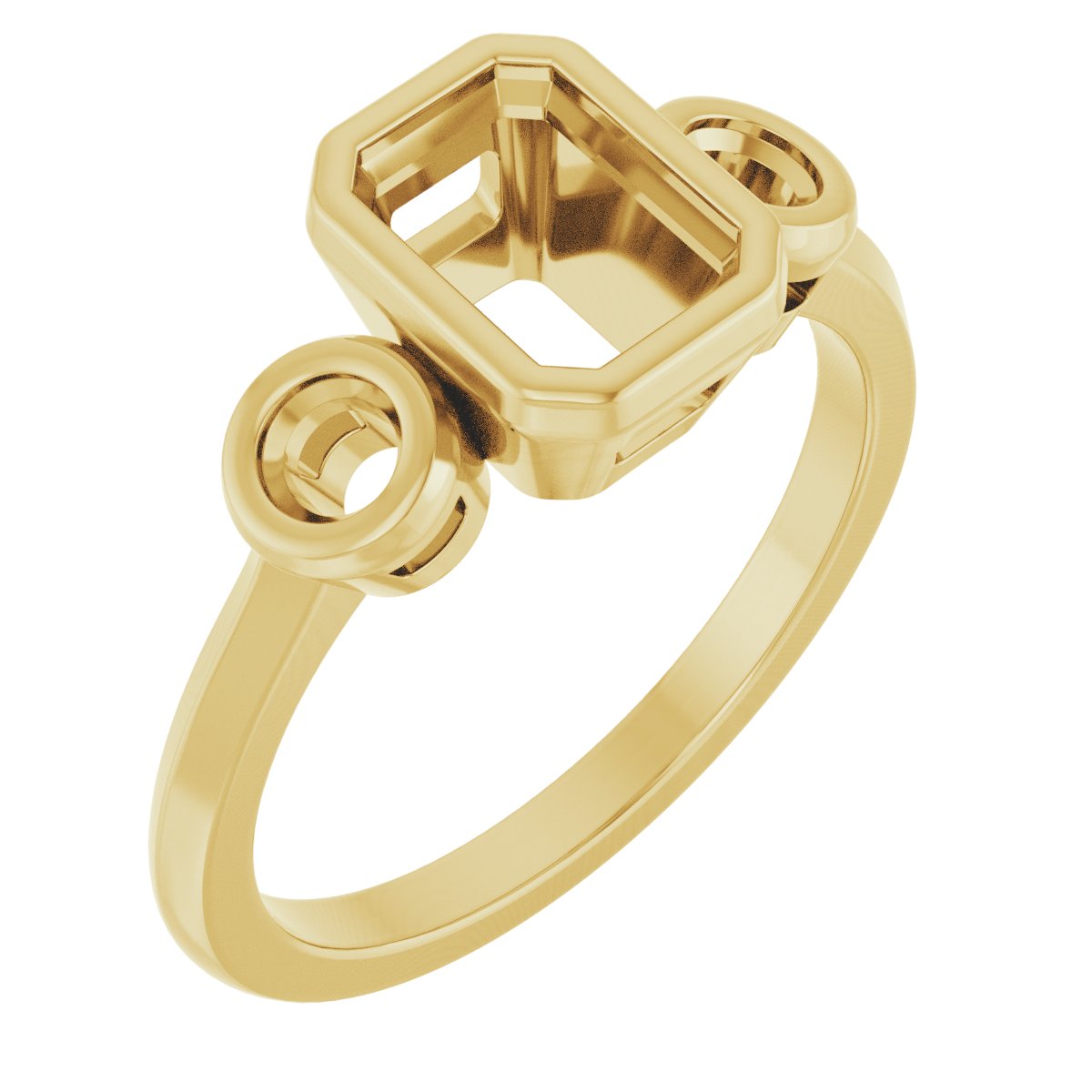 Bezel-Set Three-Stone Engagement Ring