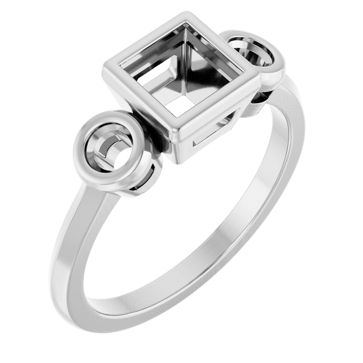 Bezel-Set Three-Stone Engagement Ring