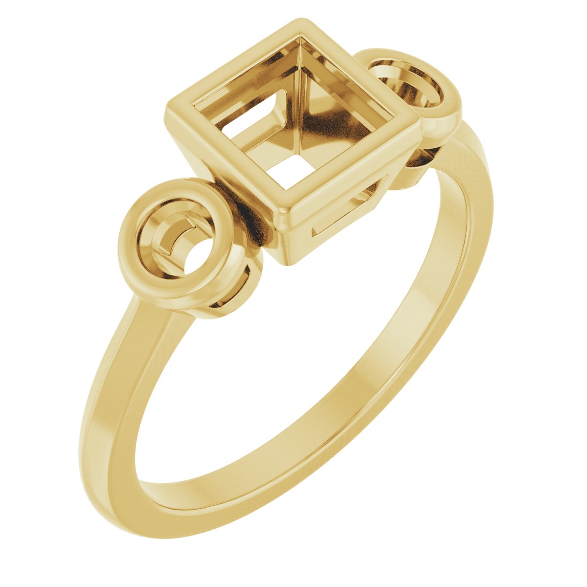 Bezel-Set Three-Stone Engagement Ring