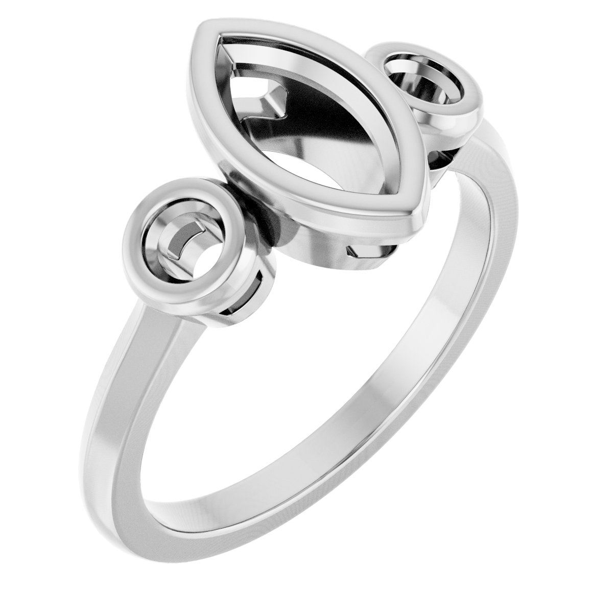Bezel-Set Three-Stone Engagement Ring