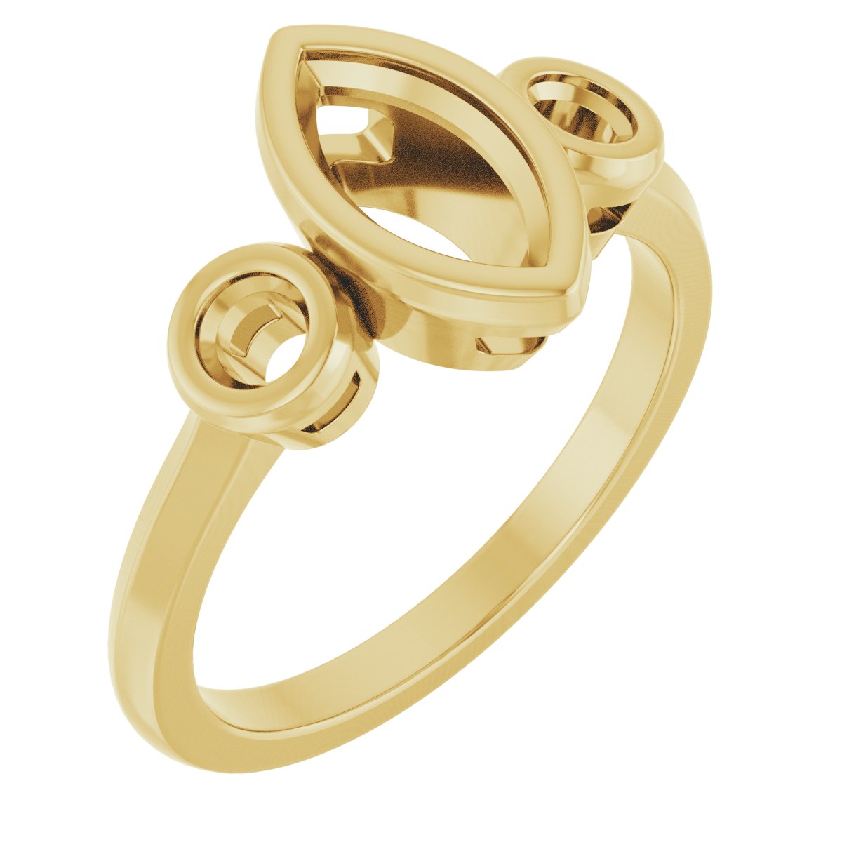 Bezel-Set Three-Stone Engagement Ring