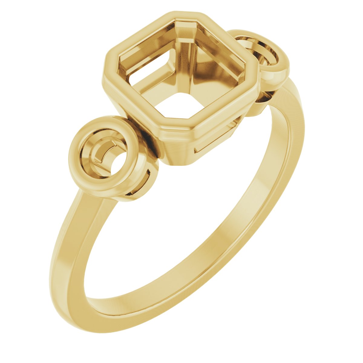 Bezel-Set Three-Stone Engagement Ring