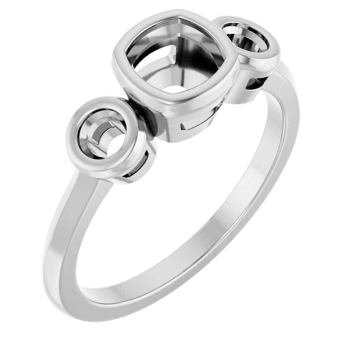 Bezel-Set Three-Stone Engagement Ring