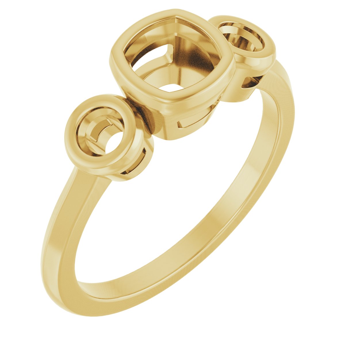 Bezel-Set Three-Stone Engagement Ring