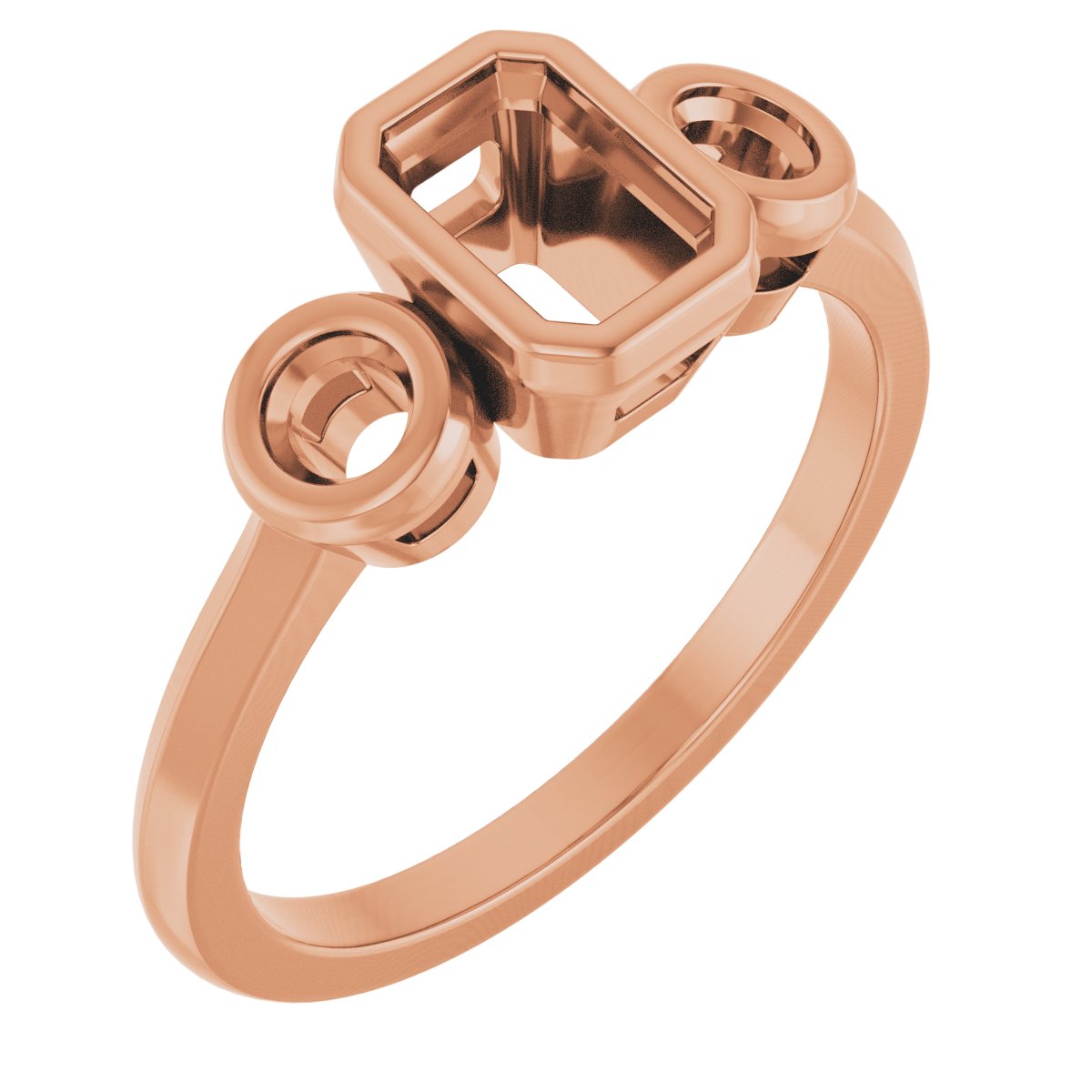 Bezel-Set Three-Stone Engagement Ring