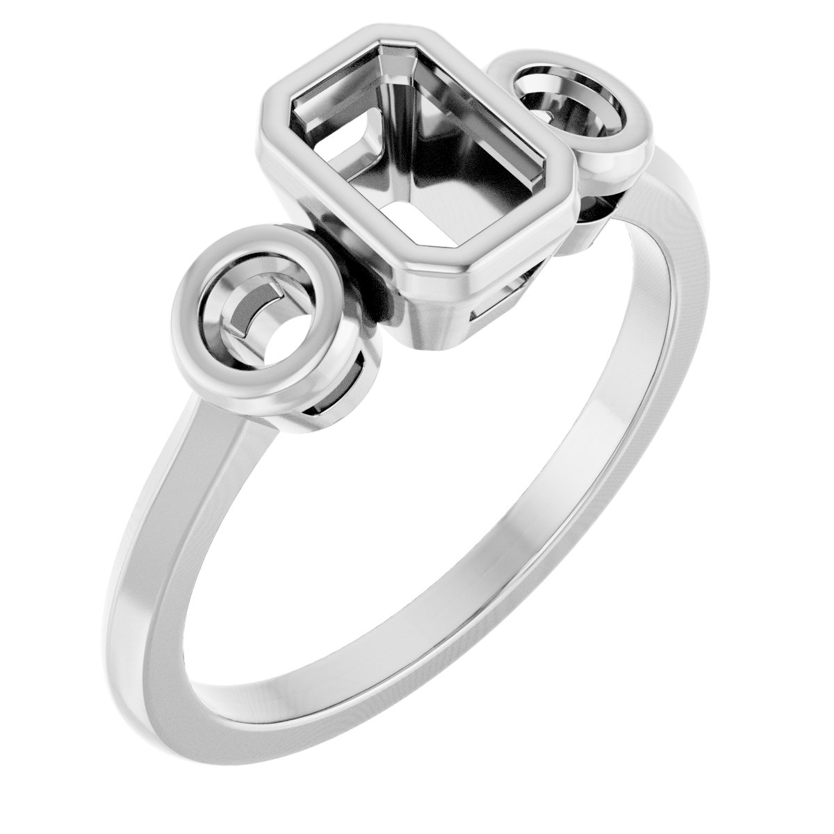Bezel-Set Three-Stone Engagement Ring