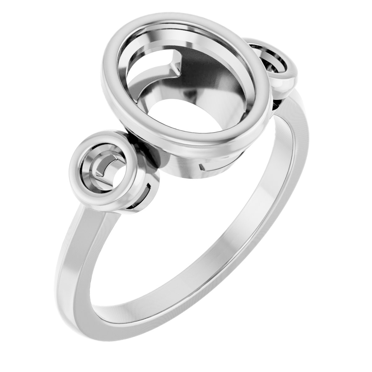 Bezel-Set Three-Stone Engagement Ring