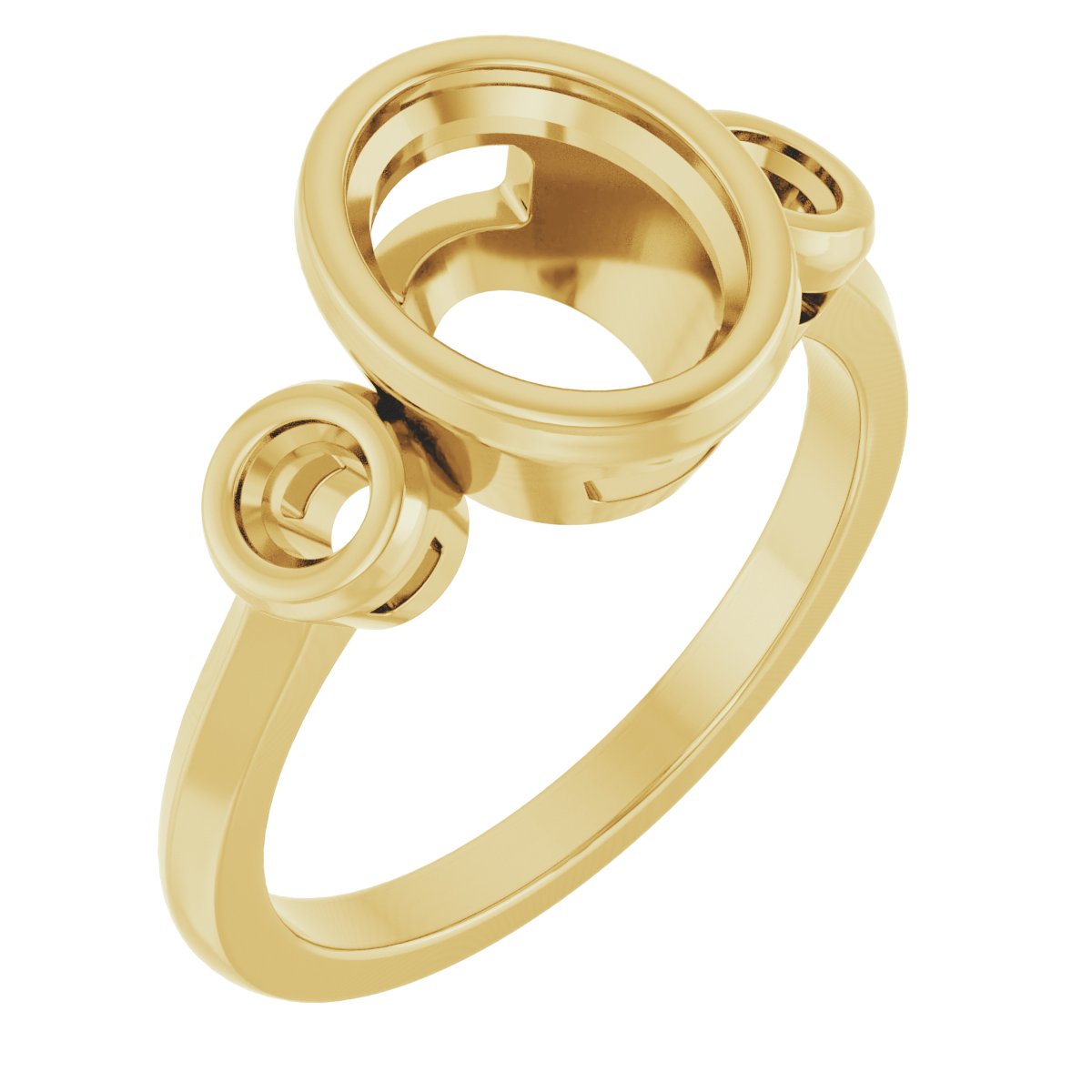 Bezel-Set Three-Stone Engagement Ring