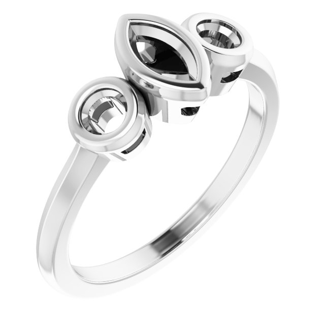 Bezel-Set Three-Stone Engagement Ring