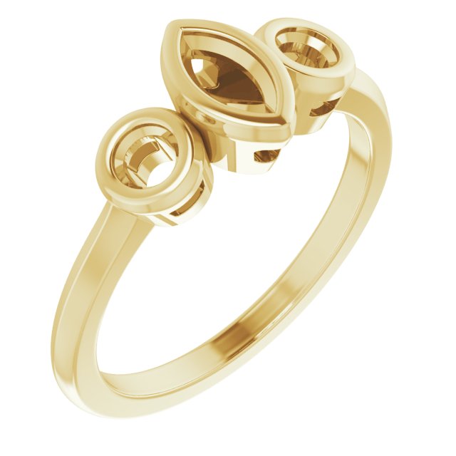 Bezel-Set Three-Stone Engagement Ring