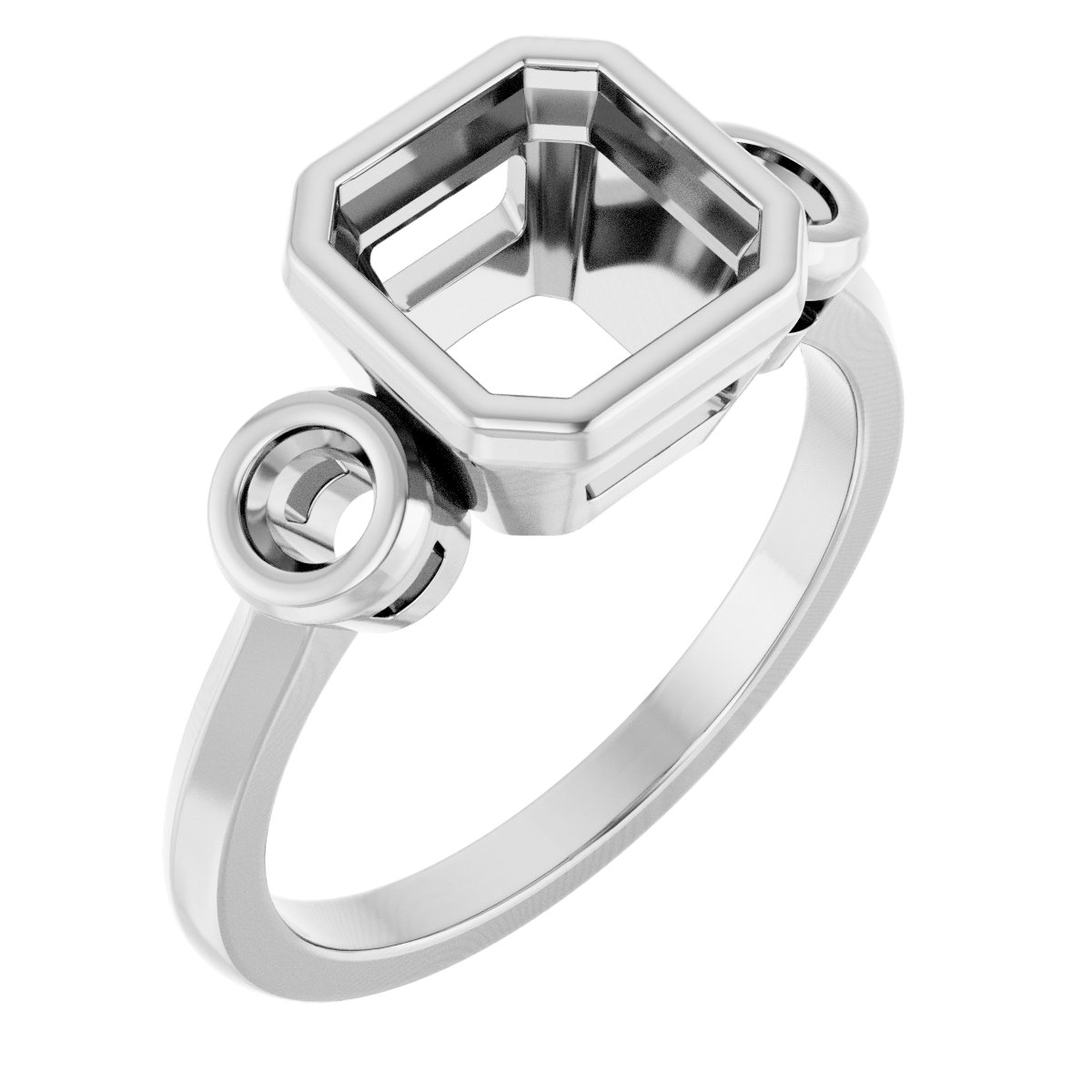 Bezel-Set Three-Stone Engagement Ring