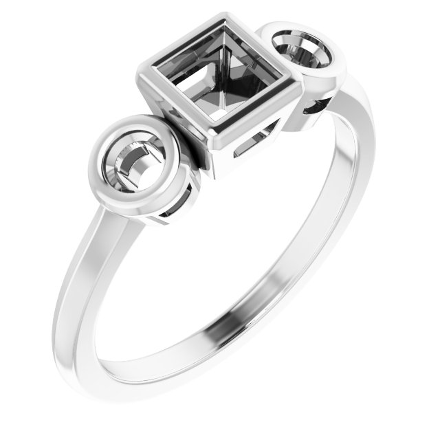Bezel-Set Three-Stone Engagement Ring