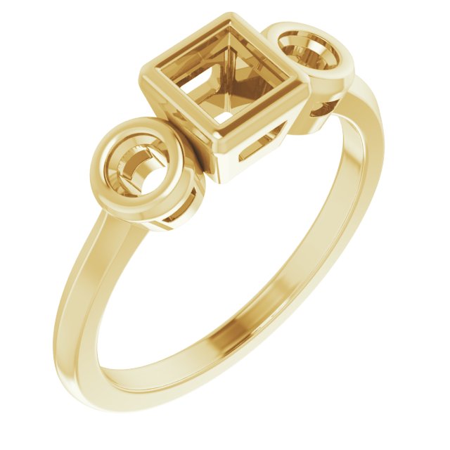 Bezel-Set Three-Stone Engagement Ring