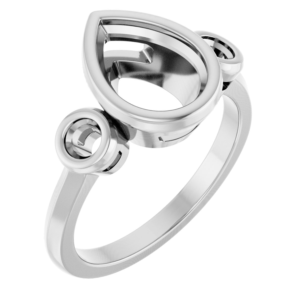 Bezel-Set Three-Stone Engagement Ring