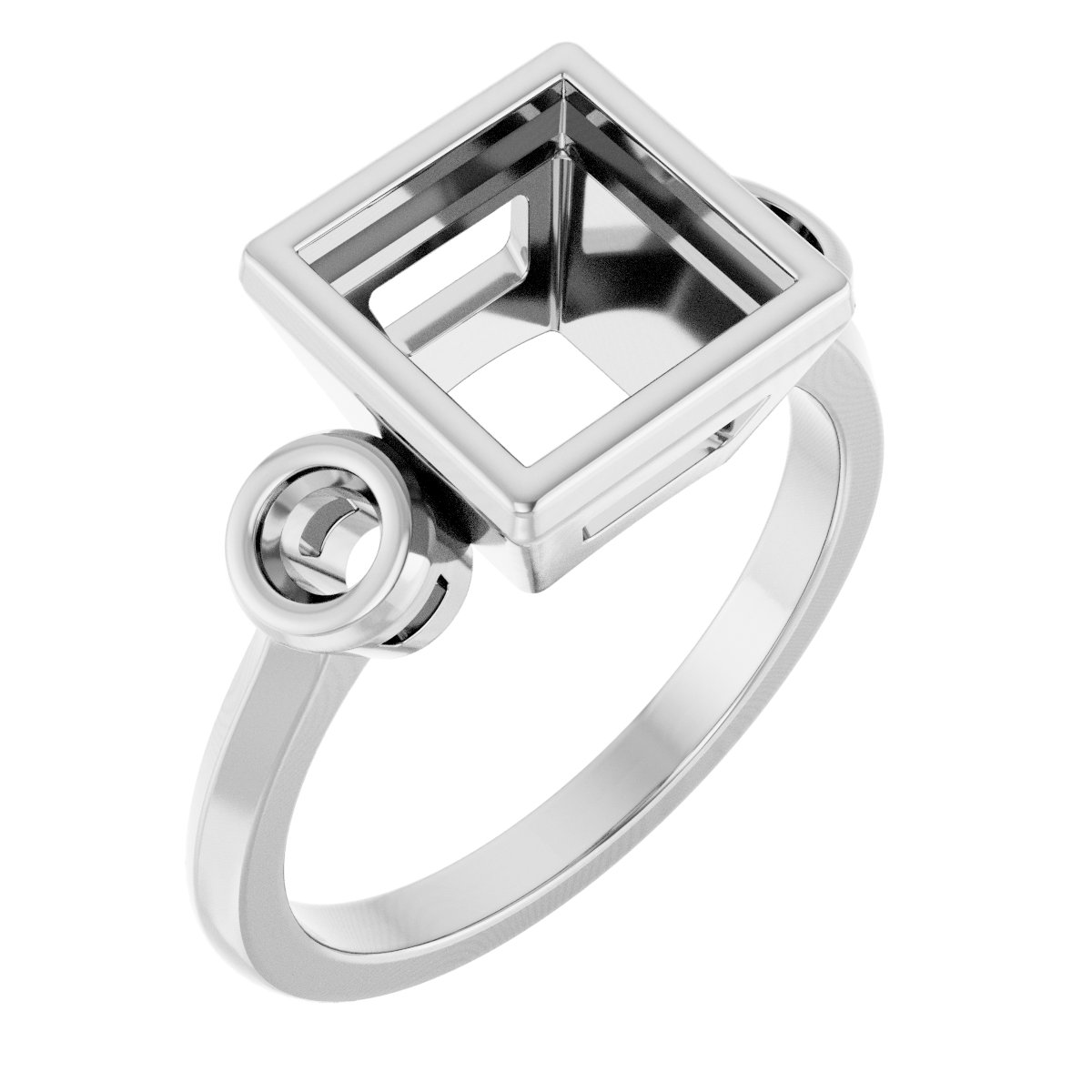 Bezel-Set Three-Stone Engagement Ring