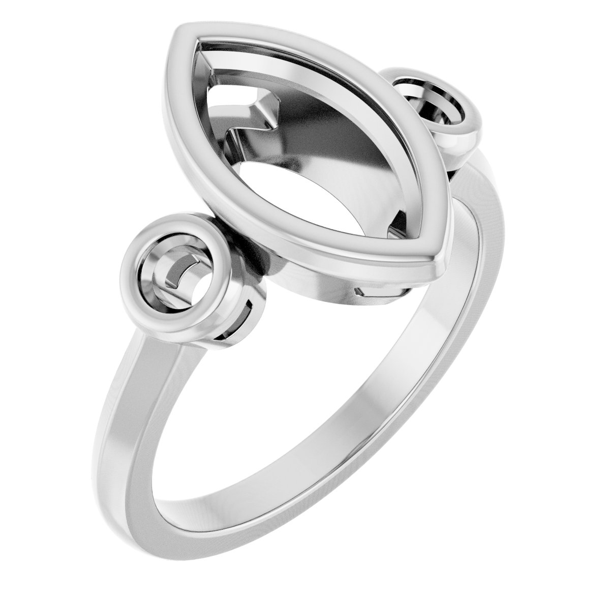 Bezel-Set Three-Stone Engagement Ring