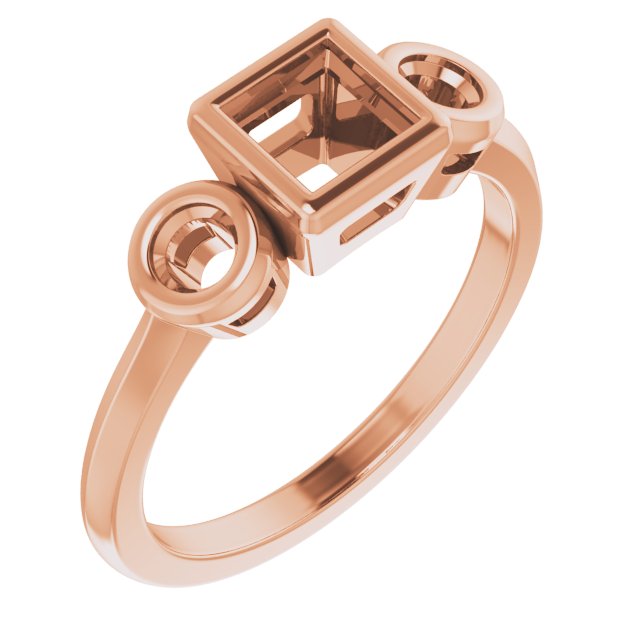 Bezel-Set Three-Stone Engagement Ring