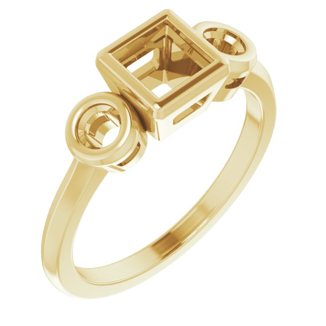 Bezel-Set Three-Stone Engagement Ring