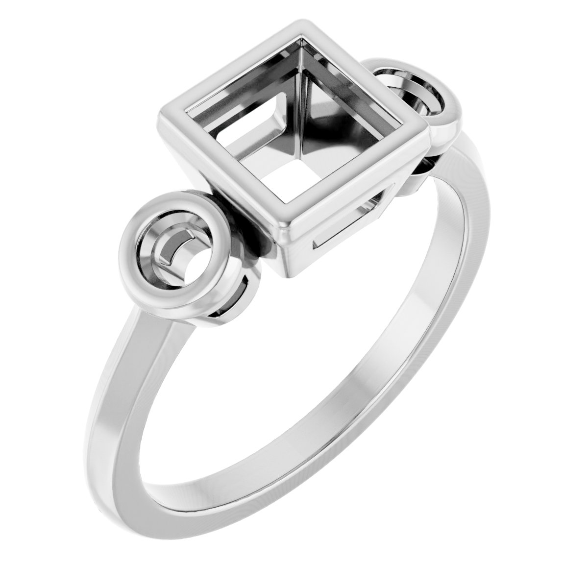 Bezel-Set Three-Stone Engagement Ring
