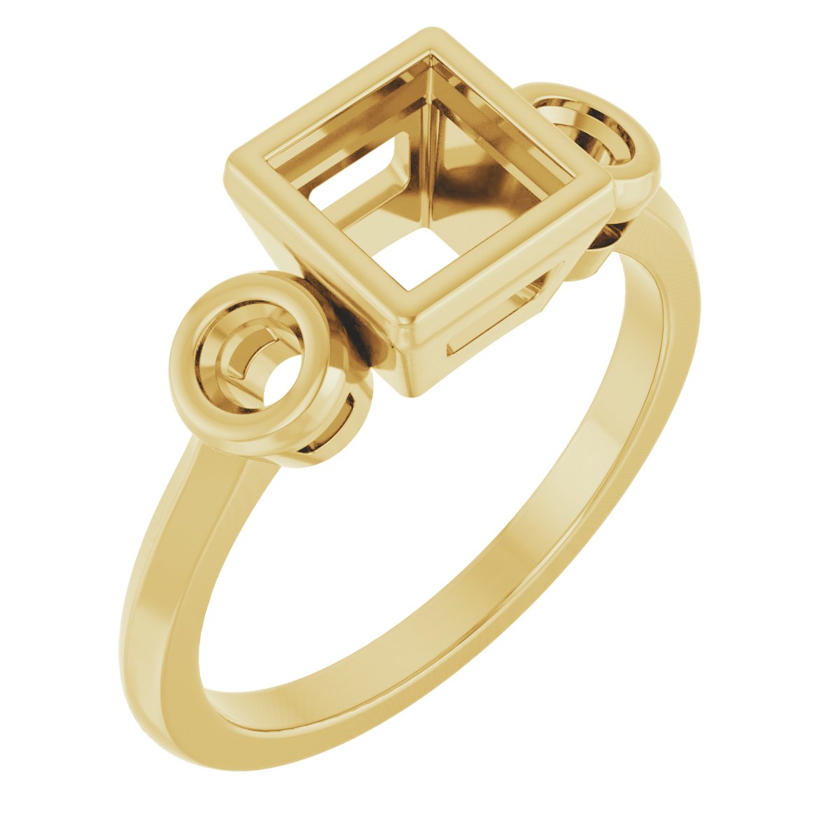 Bezel-Set Three-Stone Engagement Ring