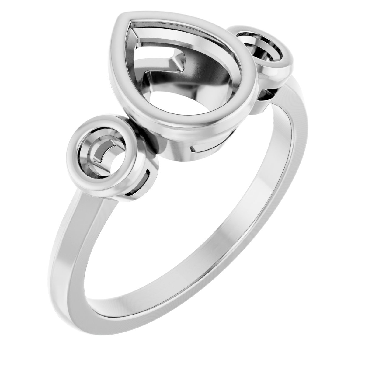 Bezel-Set Three-Stone Engagement Ring