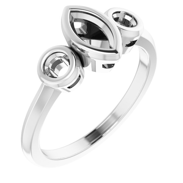 Bezel-Set Three-Stone Engagement Ring