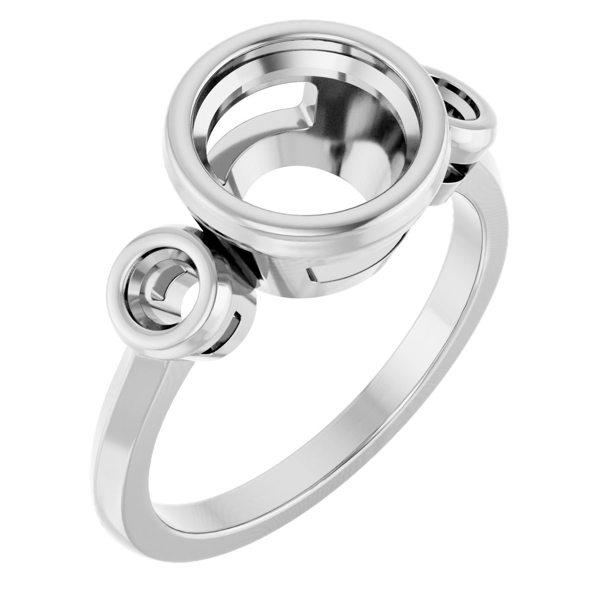 Bezel-Set Three-Stone Engagement Ring