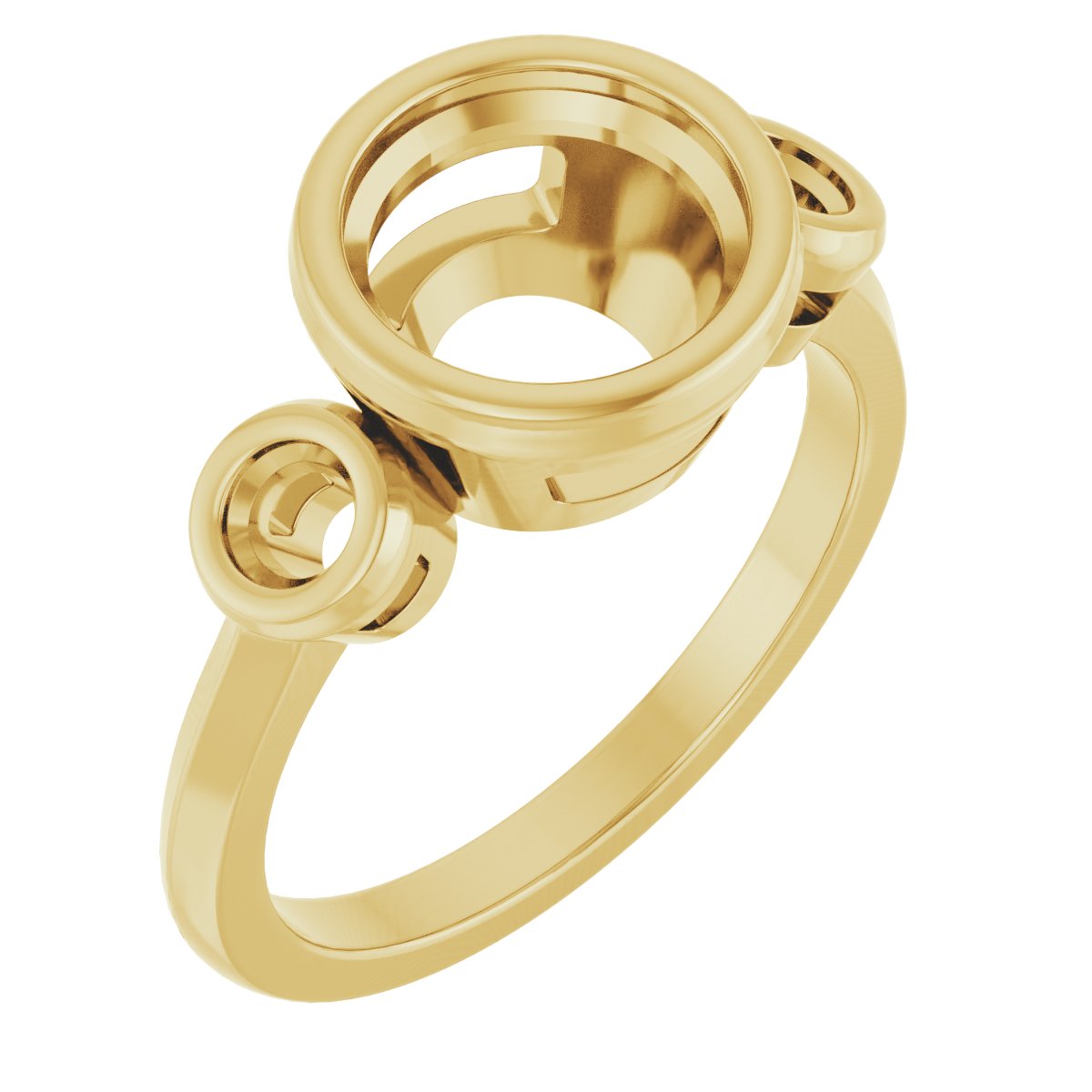 Bezel-Set Three-Stone Engagement Ring