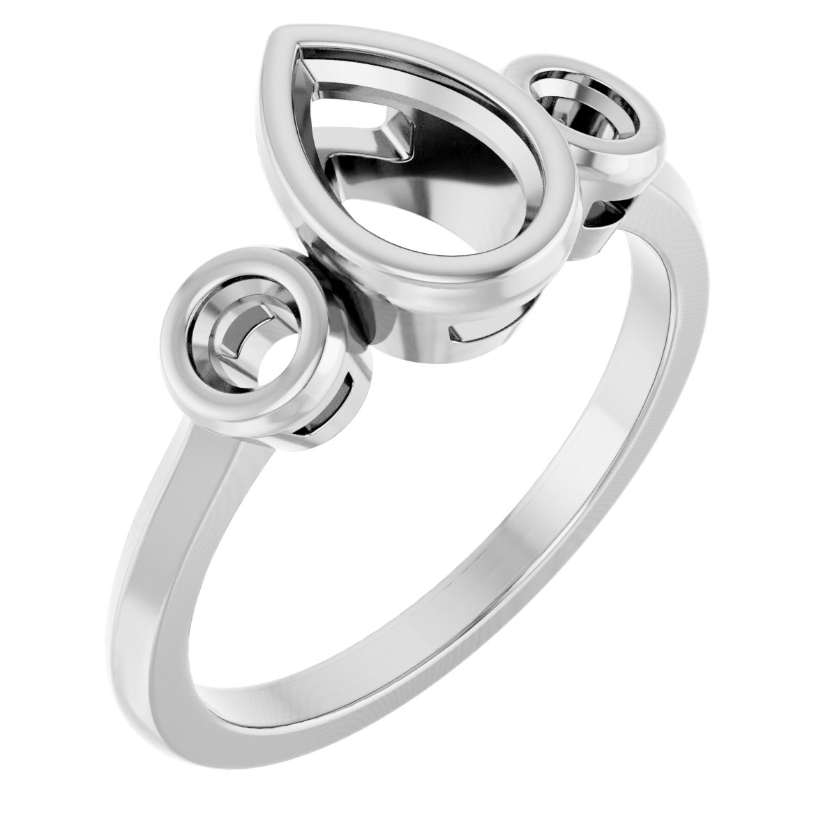 Bezel-Set Three-Stone Engagement Ring